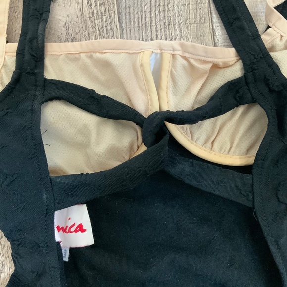 Amica Black One Piece Maillot High Leg Cheeky Underwire Swimsuit SZ M - Picture 4 of 7